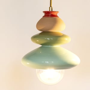 Lampada a sospensione in ceramica, paralume a sospensione, design fatto a mano, creazione di opere d'arte contemporanea, regalo unico per lampade immagine 4