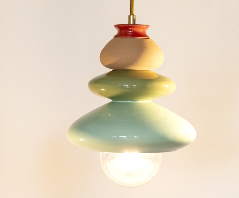 Lampada a sospensione in ceramica, paralume a sospensione, design fatto a mano, creazione di opere d'arte contemporanea, regalo unico per lampade immagine 4