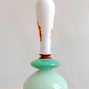 hanglamp keramische lamp, hangende plafondlamp, handgemaakt ontwerp, gedrukte decoratie van groene bladeren, unieke lamp afbeelding 4