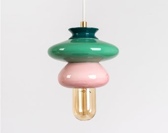 Lampe suspendue en céramique, abat-jour suspendu, fait main, création d'oeuvres d'art contemporaines, cadeau de luminaire unique