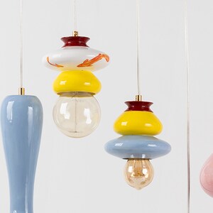 Pendant Lamp Shade Ceramic Lamp funky pendant lamp Handmade Lampshade Design Unique Light Fixture Sculptural lighting image 5