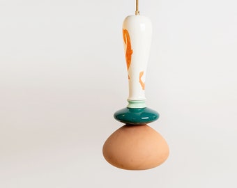 Large Ceramic Pendant Lamp Shade | Funky Lamp | Ceiling Light | Dining Entrance Hallway Bedroom Lighting | Terracotta Lamp