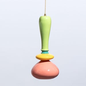 Pendant Ceramic Lamp, Hanging Ceiling Lamp, Handmade Design, Colourful bold Lamp, Clay-light Artwork, Unique Light Fixture