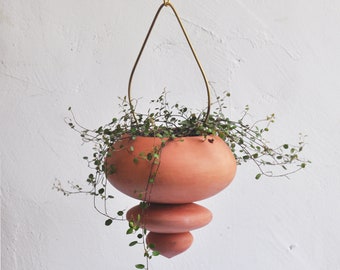 Hanging Ceramic Planter, Indoor & Outdoor Flower Pot, Handmade Design, Terracotta Artwork , Unique Housewarming Gift