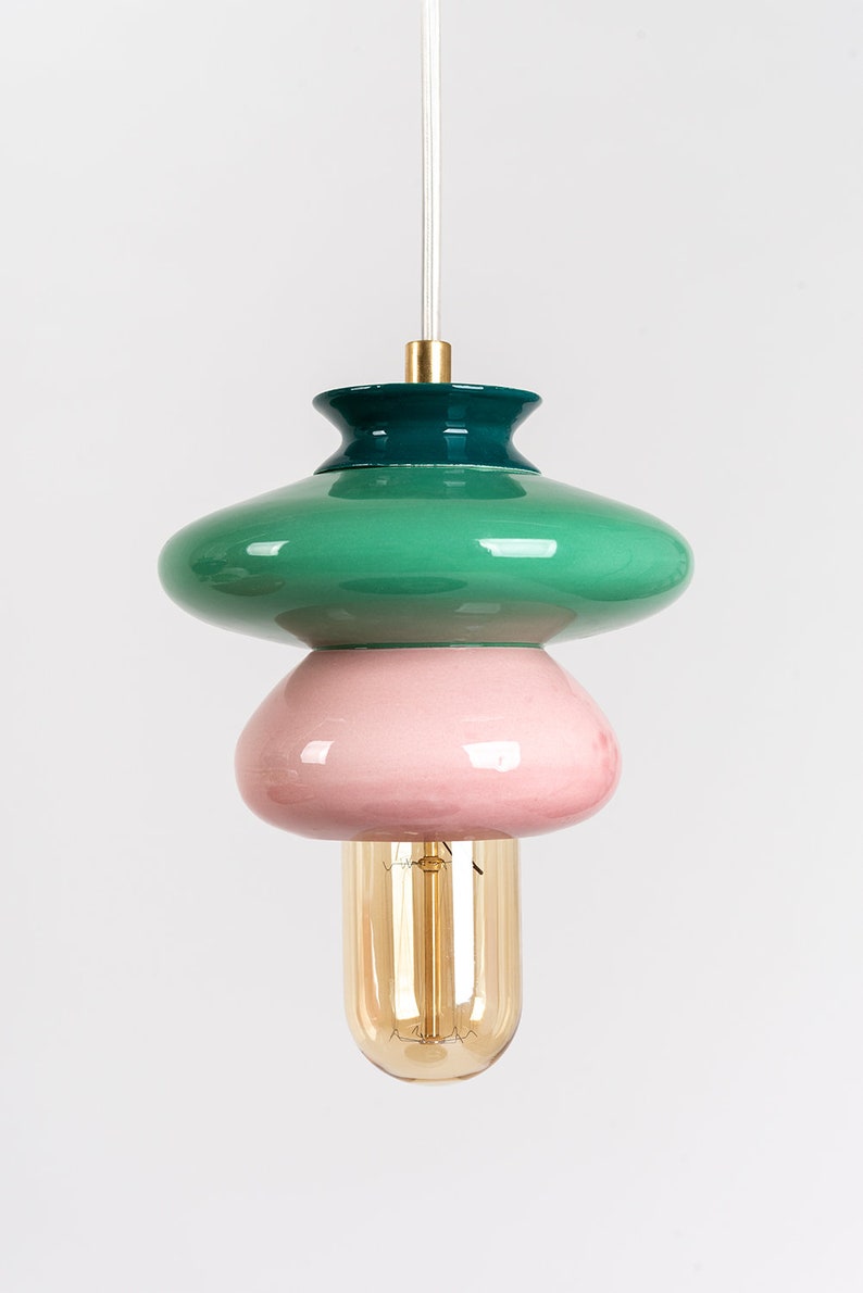 Keramische hanglamp, hangende lampenkap, handgemaakt ontwerp, creatie van hedendaagse kunstwerken, uniek lichtarmatuurcadeau afbeelding 2