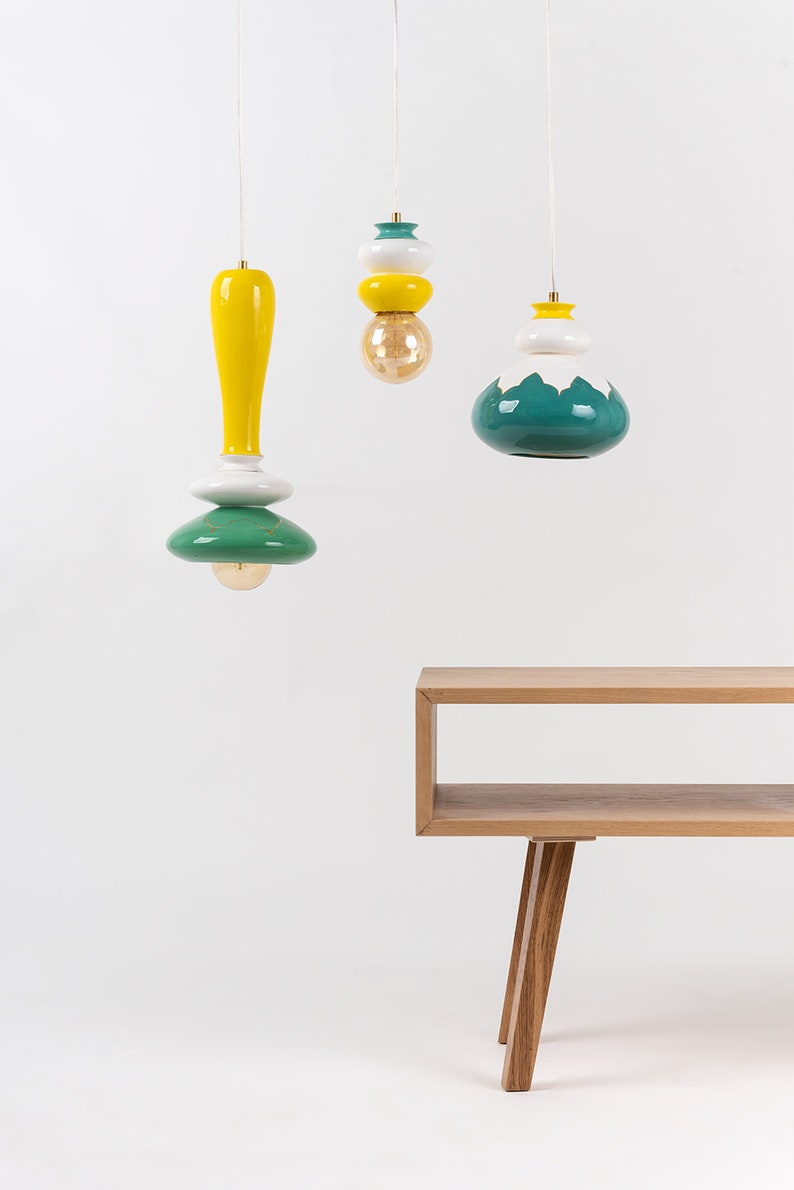 Ceramic lamp, Hanging Pendant Light Fixture, Ceramic Hanging Lamp, funky lampshade image 4