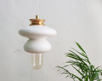 White Pendant Ceramic Lamp, Hanging Light Fixture, Handmade Design, Contemporary Artwork Creation, Unique Gift