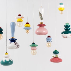 Hanging Ceiling Lamp, Ceramic Light Fixture, Colorful Handmade Pendant Light, image 2