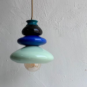 Pendant Ceramic Lamp, Hanging Lampshade, Handmade Design, Contemporary Artwork Creation, Unique Light Fixture Gift 画像 1