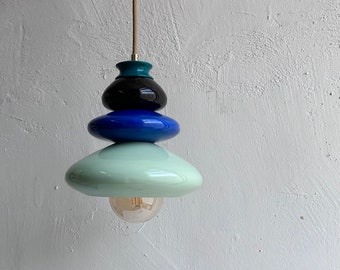 Lampada a sospensione in ceramica, paralume sospeso, design fatto a mano, creazione di opere d'arte contemporanea, regalo unico per lampadari