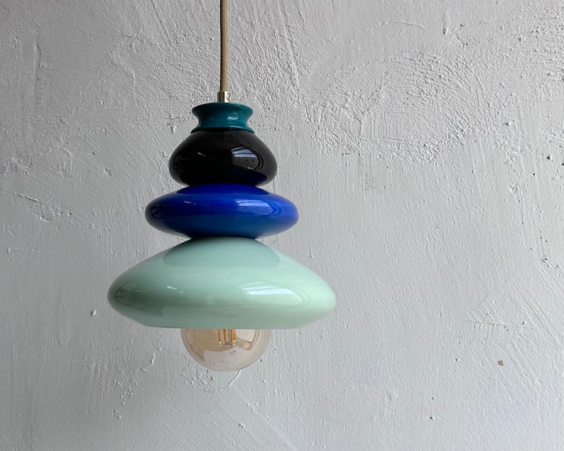 Pendant Ceramic Lamp, Hanging Lampshade, Handmade Design, Contemporary Artwork Creation, Unique Light Fixture Gift 画像 1