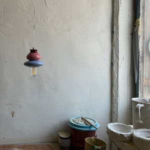 Hanging Ceiling Lamp, Ceramic Light Fixture, Colorful Handmade Pendant Light, image 5