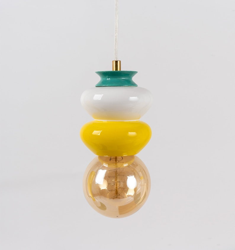 Ceramic lamp, Hanging Pendant Light Fixture, Ceramic Hanging Lamp, funky lampshade image 1