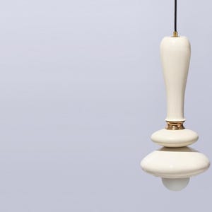 Minimalist Stone White Pendant Light – Modern Ceiling Fixture, Handmade Neutral Home Decor