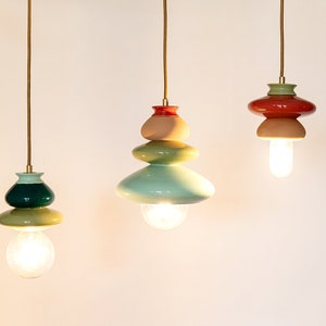 Pendant Ceramic Lamp, Hanging Lampshade, Handmade Design, Contemporary Artwork Creation, Unique Light Fixture Gift image 8