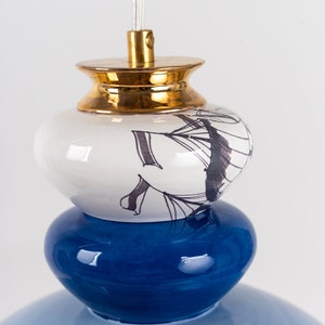 Pendant Ceramic Lamp, Hanging Lampshade, Handmade Design, Decorated with Ceramic Prints, Unique Light Fixture Gift image 4
