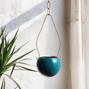 Hanging Planter for live house plants, ceramic plant pot, boho plant pot, green Plant hanger, plant lover gift