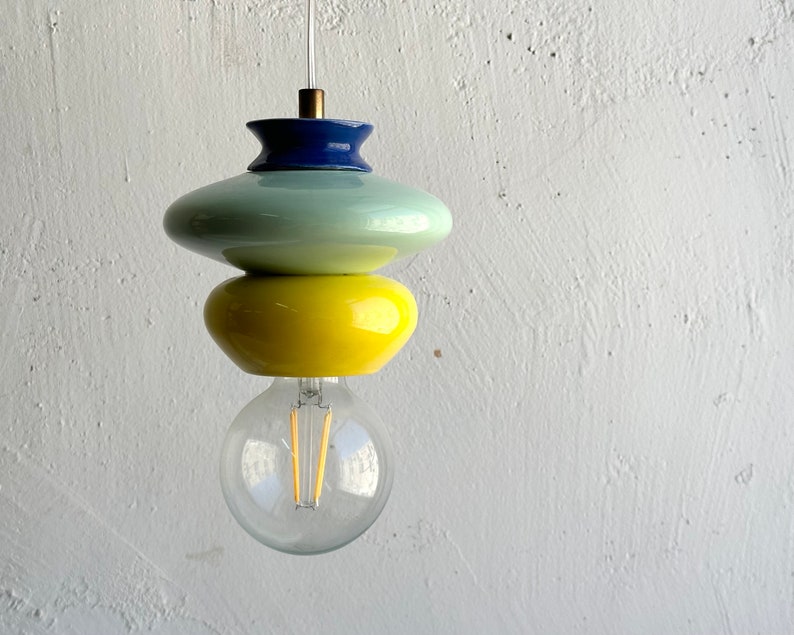 Pendant Ceramic Lamp, Hanging Lampshade, Handmade Design, Contemporary Artwork Creation, Unique Light Fixture Gift image 2