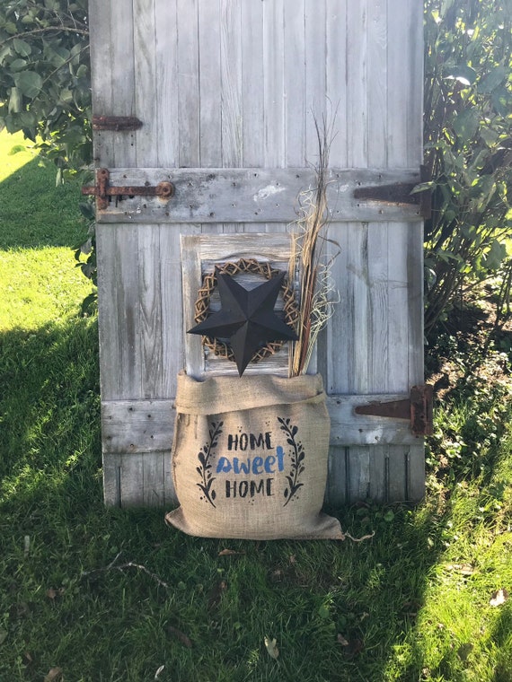 Lighted Burlap sack farmhouse decor Christmas gift shutter ... Lighted Burlap sack farmhouse decor Christmas gift shutter