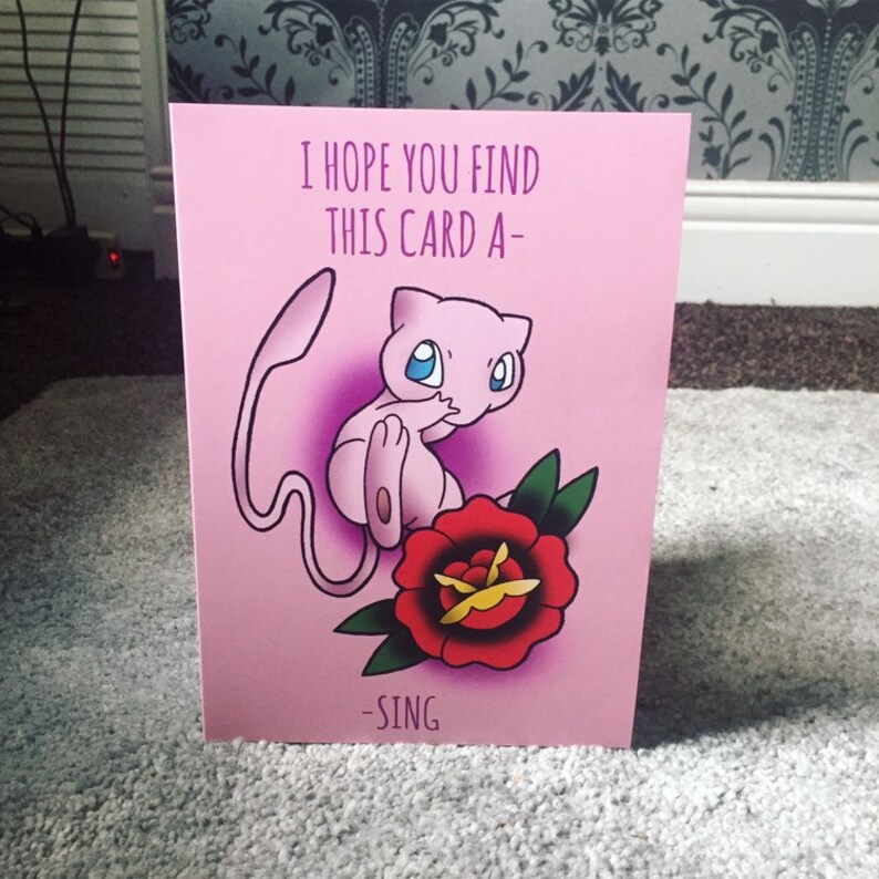 Pokemon birthday Card, A5 Mew card, pokemon greetings card, pokemon Reward, pokemon Print, pokemon Wall Artwork, Geek present picture relating to Pokemon Birthday Card Printable called Pokemon birthday Card, A5 Mew card, pokemon greetings card, pokemon Present, pokemon Print, pokemon Wall Artwork, Geek reward