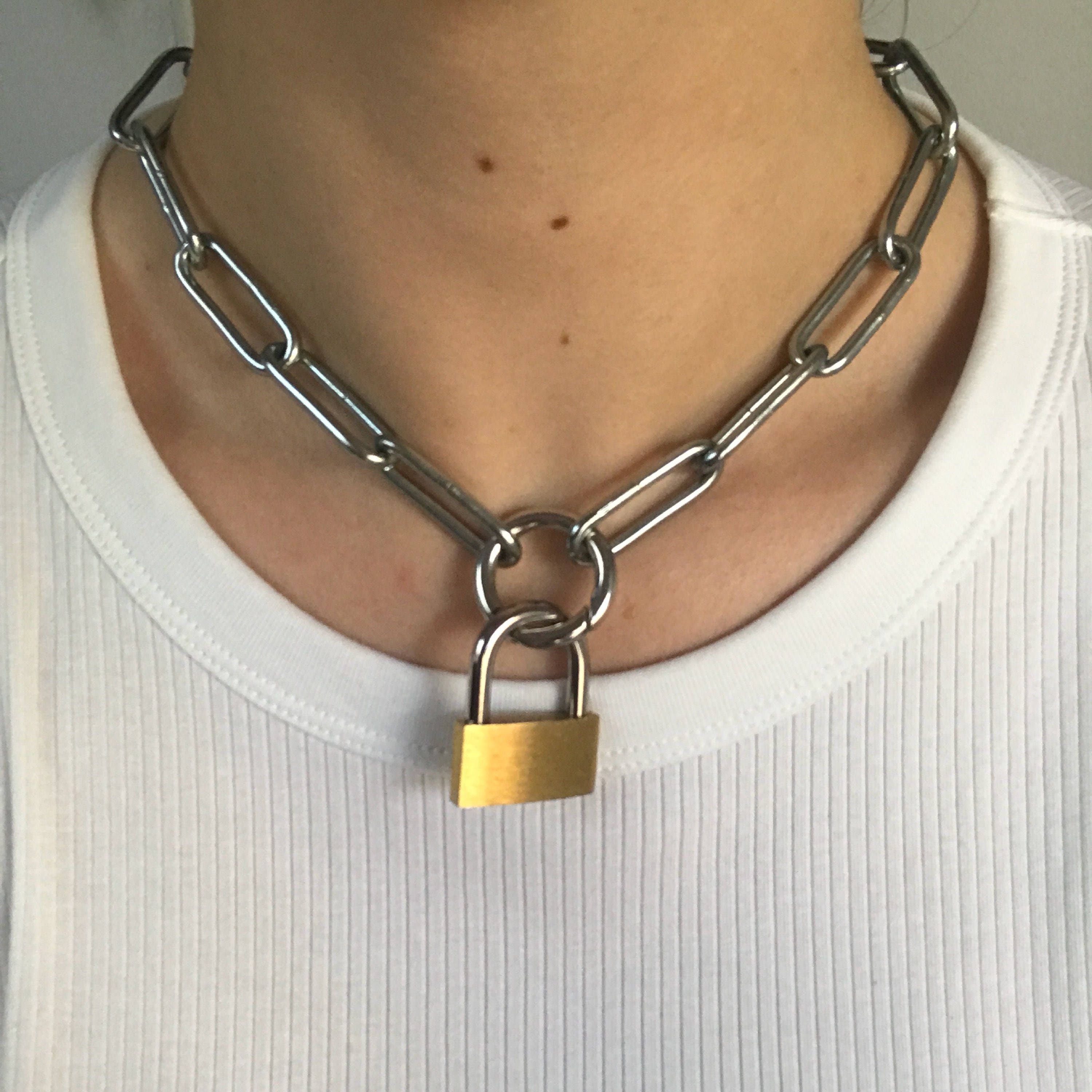 Large Padlock Necklace - Etsy