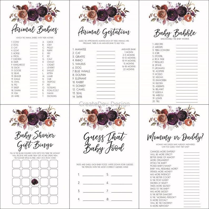 favors Boho Baby Shower baby shower game Instant Download PDF fall baby shower 12 Boho Baby Shower Game Printable PDF baby shower gift