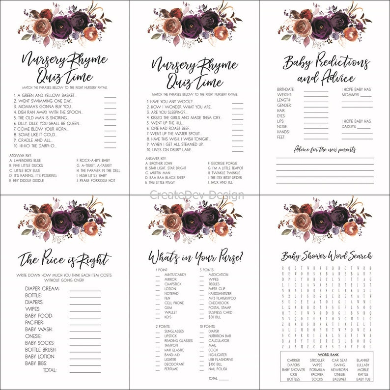 favors Boho Baby Shower baby shower game Instant Download PDF fall baby shower 12 Boho Baby Shower Game Printable PDF baby shower gift