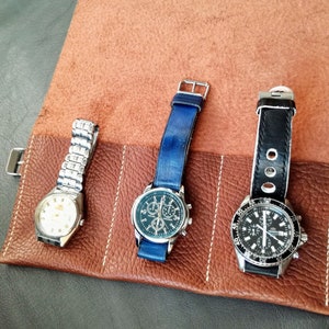 Handmade Leather Watch Roll case, Leather travel roll,