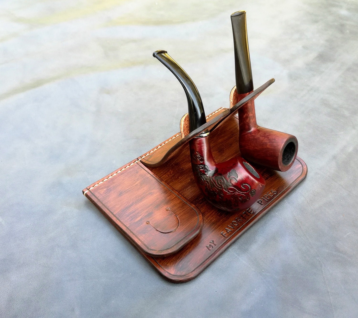 Leather Pipe Stand Holder for 1 2 3 4 5 6 or More Pipes. Etsy Canada