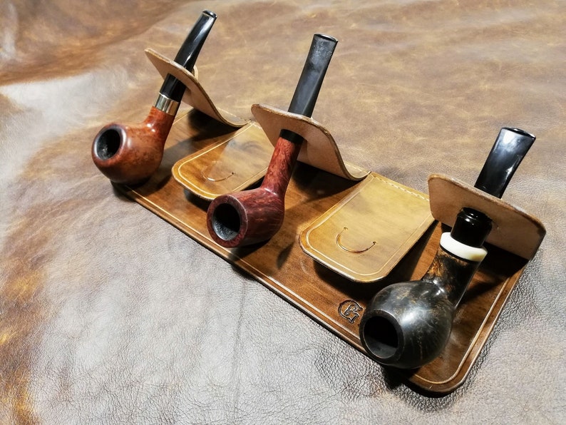 Leather pipe stand holder for 1 2 3 4 5 6 or more pipes. Etsy