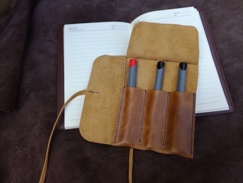 Leather Pen Roll Personalized Fountain Pens Case Travel Etsy