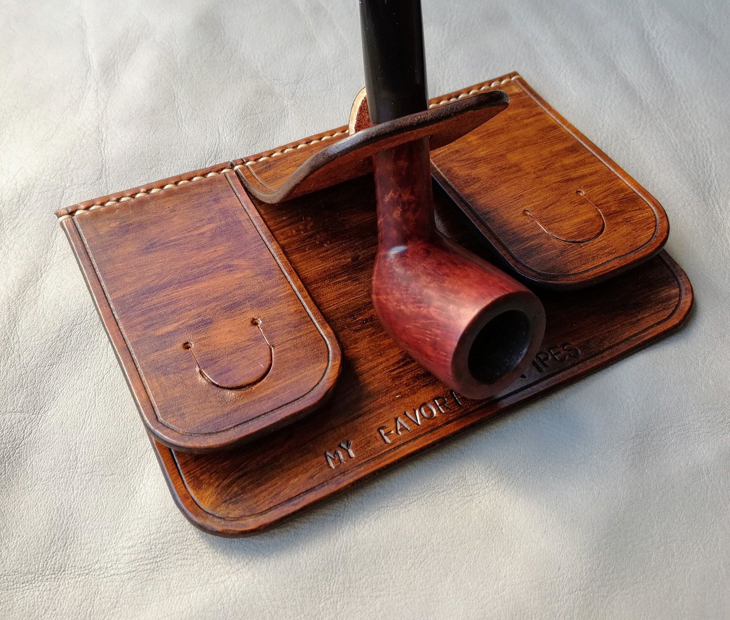 Leather Pipe Stand Holder for 1 2 3 4 5 6 or More Pipes. Etsy Canada
