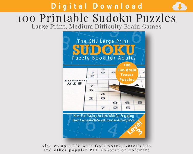 large print sudoku puzzles printable sudoku puzzle book etsy singapore