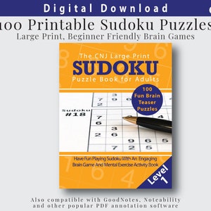 Large Print Sudoku Puzzles Printable - Sudoku Puzzle Book, Quarantine Activities for Adults - Level 1/BEGINNER - PDF-Instant Download