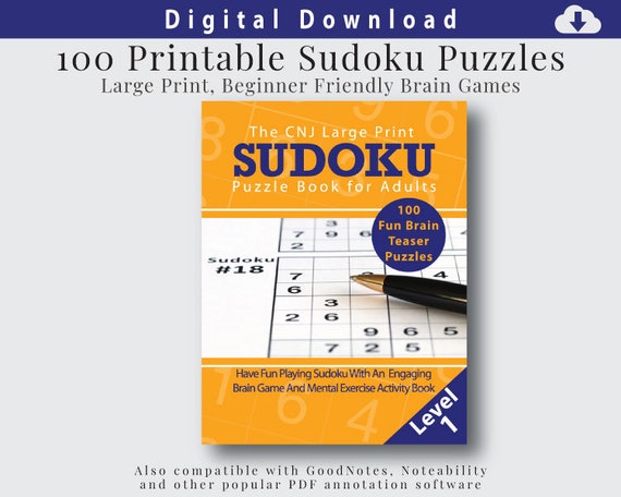 large print sudoku puzzles printable sudoku puzzle book etsy