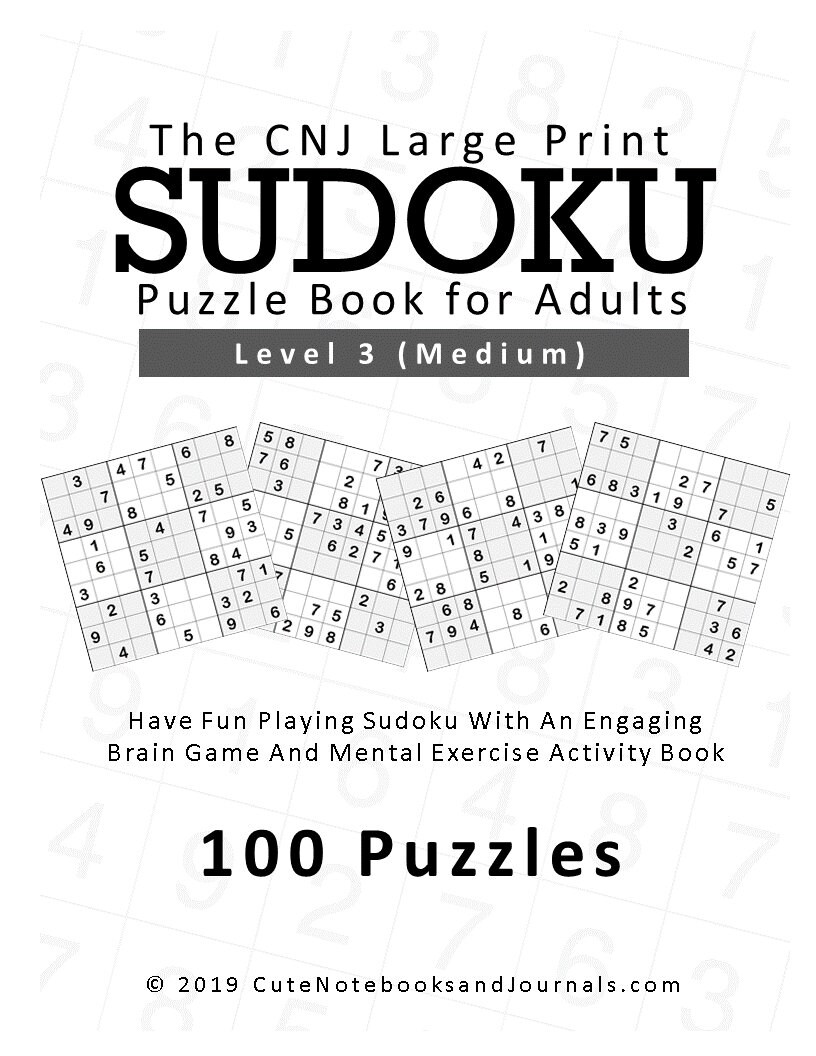 Large Print Sudoku Puzzles Printable Sudoku Puzzle Book Etsy