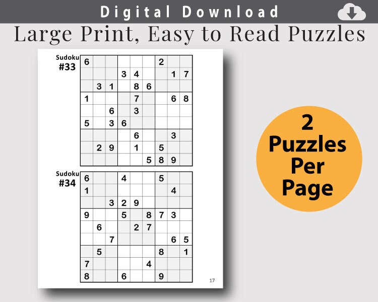 Large Print Sudoku Puzzles Printable - Sudoku Puzzle Book, Quarantine ...