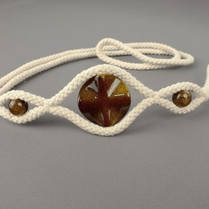 Cotton Curtain Tieback Brown Acrylic Beads, Beach Cottage Decor