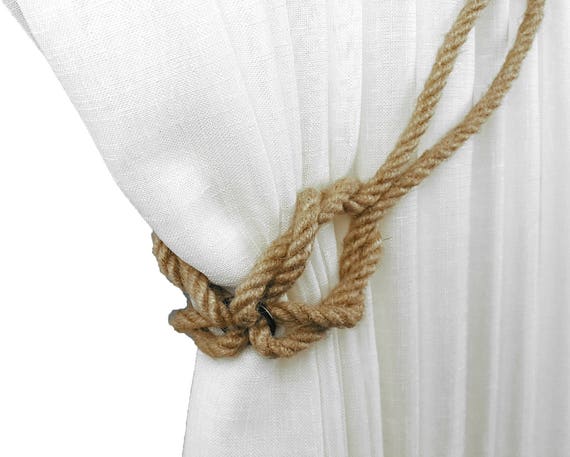 Curtain Tie Back Jute Curtain Tiebacks Tie Back Nautical Etsy