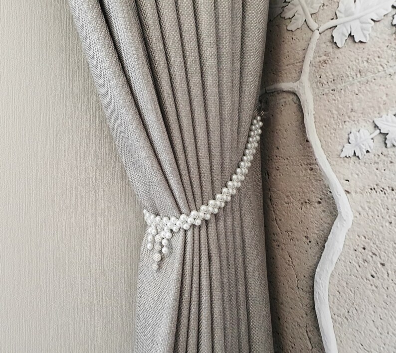 Curtain Tie Back Rhinestones White Beads Pearl Etsy