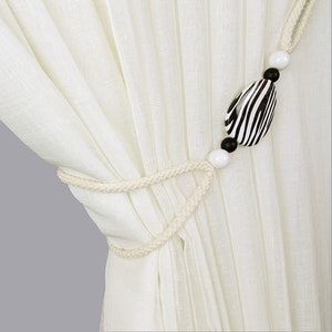 Cotton Rope Curtain Tiebacks Striped Decor, Beach House Style