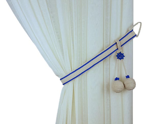 Nautical Curtain Tieback Rope Tie Back Rope Ball Tiebacks Etsy