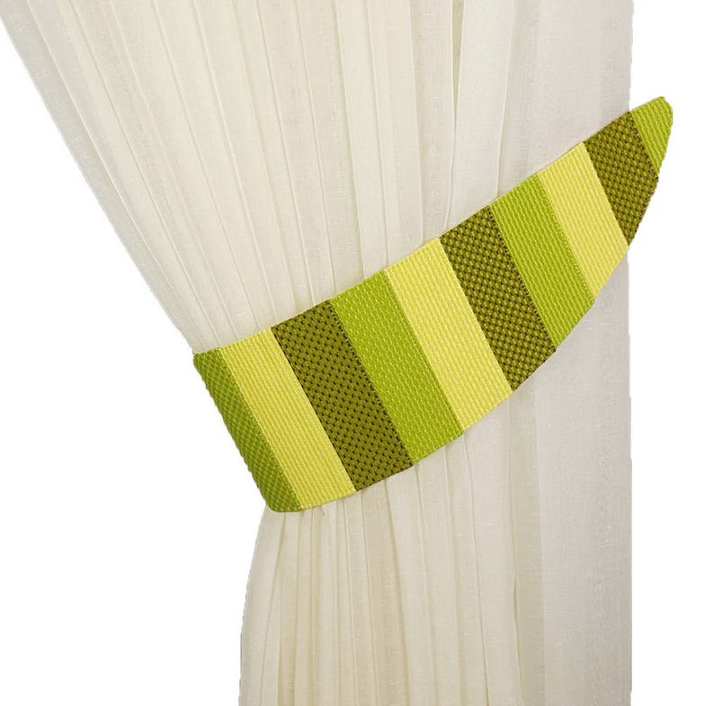 Kids decor Curtain striped decor Drapery tiebacks Green curtain tiebacks Striped tie back Curtain tiebacks green Window treatments