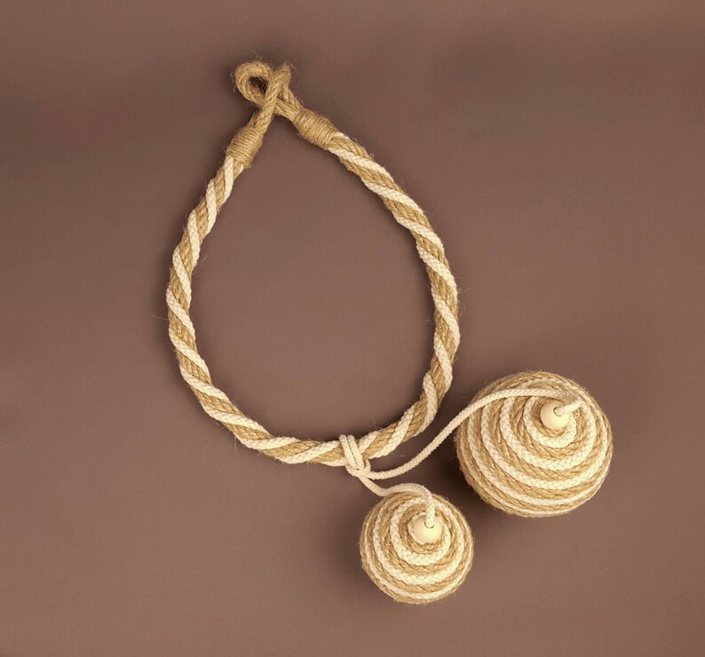 Jute balls tiebacks Cotton rope balls Rope curtain tieback Etsy