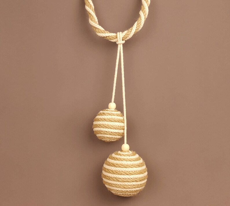 Jute balls tiebacks Cotton rope balls Rope curtain tieback Etsy