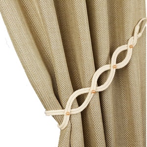 Cotton Rope Curtain Tie Back Peach Bead Accent, Modern Decor