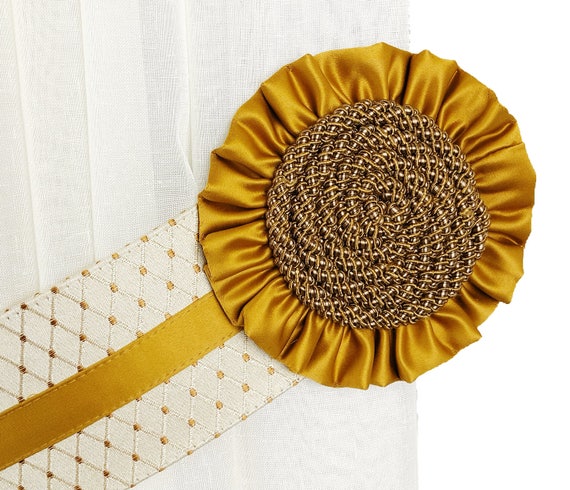 Curtain Tiebacks Gold Curtain Sunflowers Tie Back Rope Etsy