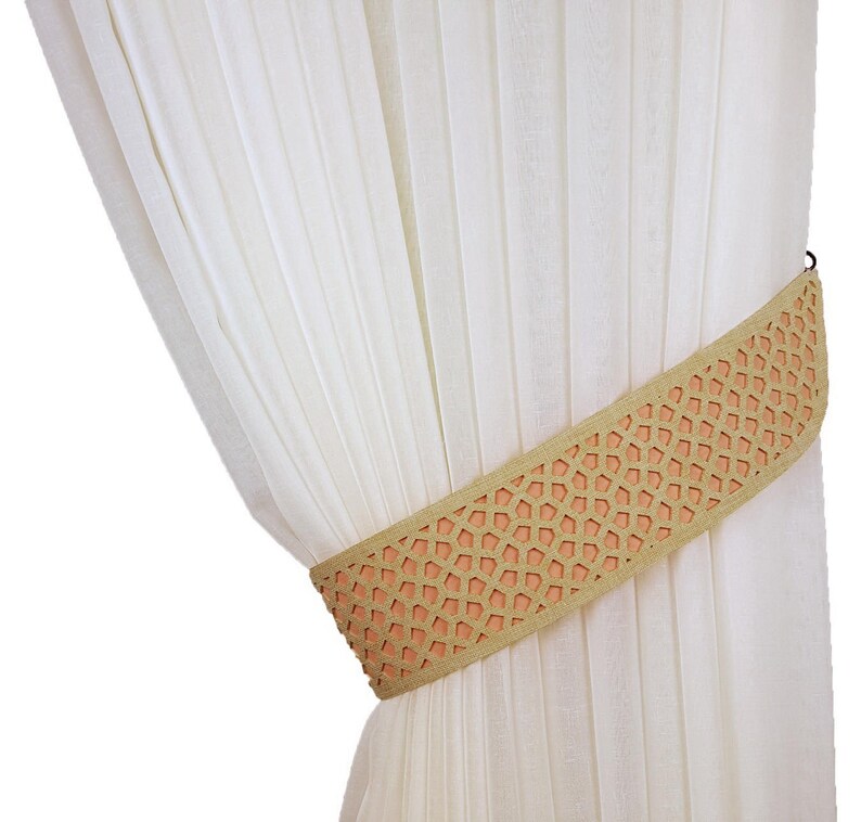 Curtain Tiebacks Orange Tie Back Beige Drapery Curtain Etsy