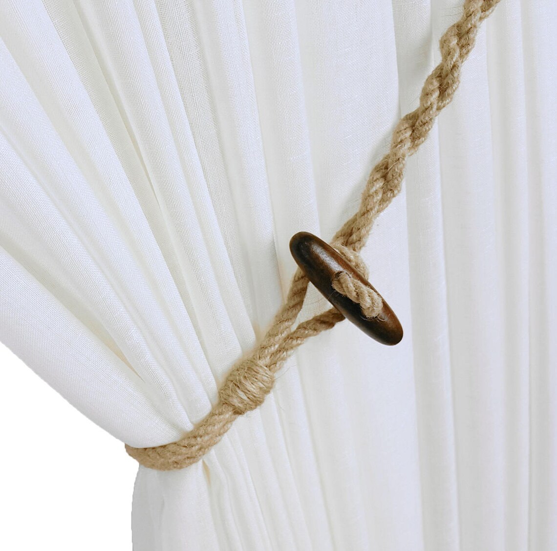 Jute Tieback With Button Twisted Jute Cord Curtain Tiebacks Etsy