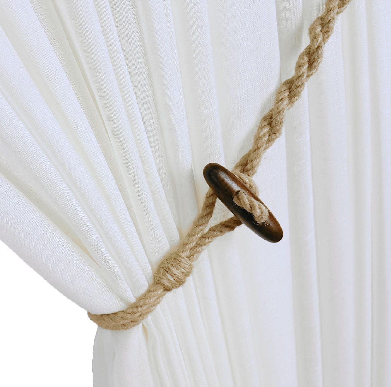 Jute tieback with button Twisted jute cord Curtain tiebacks Etsy